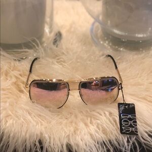 Gold Frame Pink Gradient Lens Aviator Sunglasses - Women
